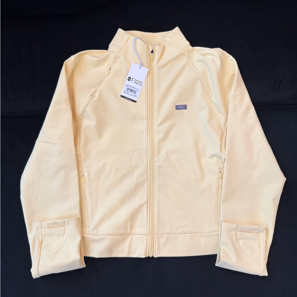 Figs Butter Yellow Zip-Front Scrub Jacket